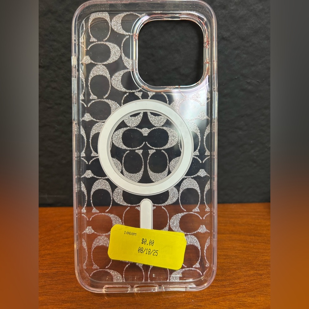 Coach iPhone 15 Pro Max Case Pink Ombre Glitter Signature Pattern NWT no box - Picture 7 of 7